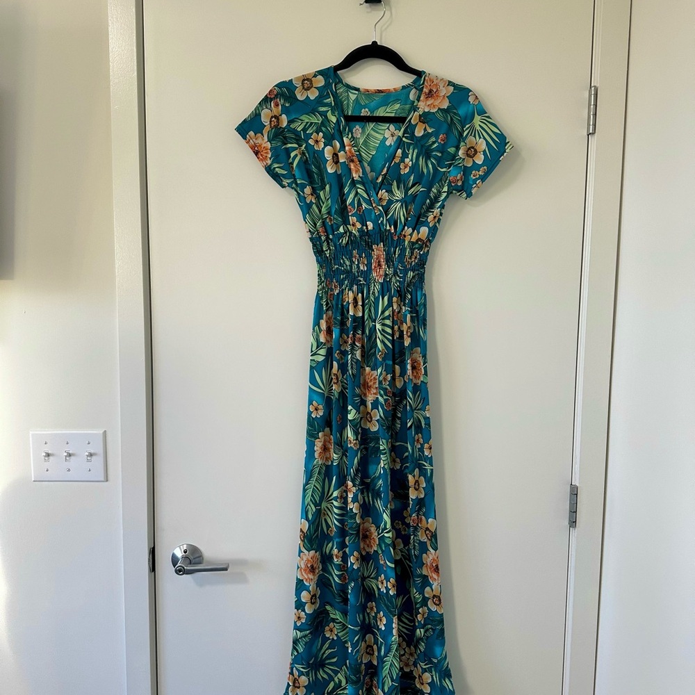 Floral Teal Maxi Dress